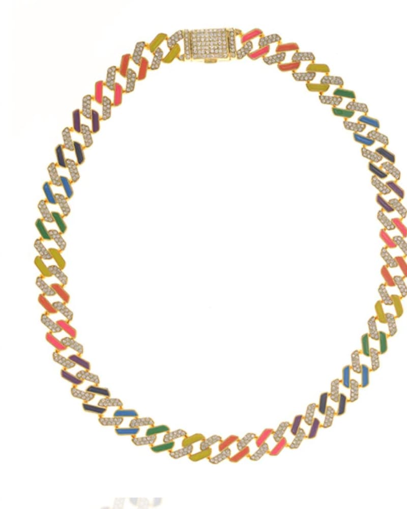 Front of a size O/S Ocean Drive Statement Link Necklace in Multi in Multi by ANUJA TOLIA. | dia_product_style_image_id:329725